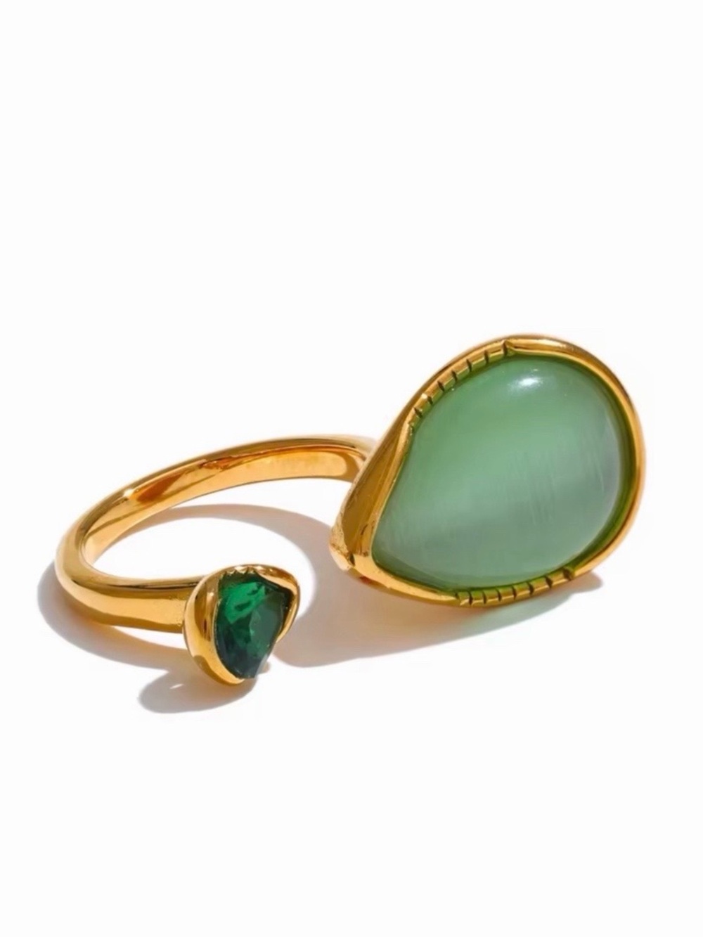 New Adjustable Natural Stone Ring Toi et Moi